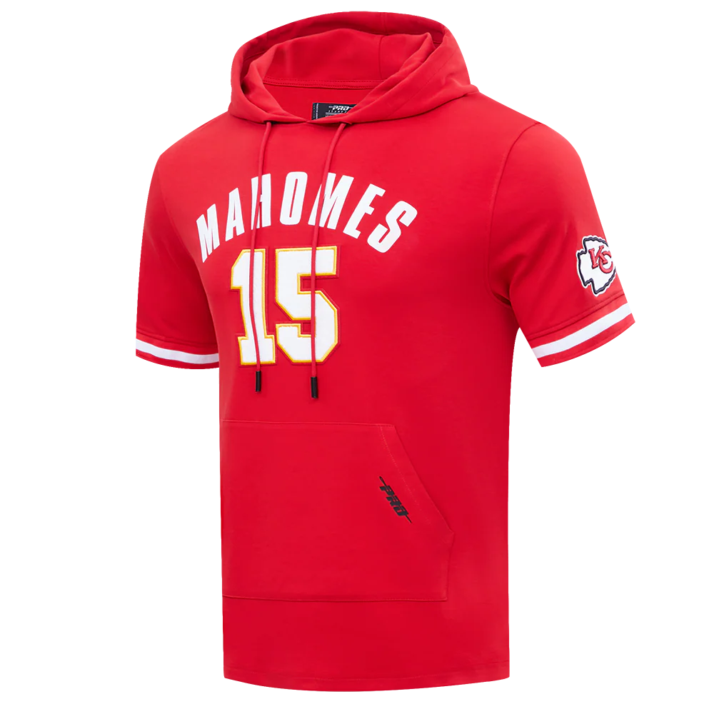 NFL KANSAS CITY CHIEFS PATRICK MAHOMES #15 MEN'S SHORT SLEEVE PULLOVER HOODIE (RED) - Image 2