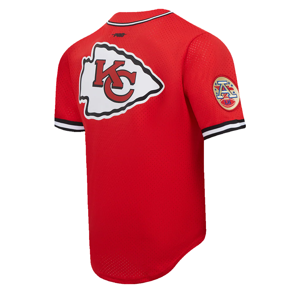 NFL KANSAS CITY CHIEFS MEN'S MESH BUTTON DOWN SHIRT (RED/BLACK) - Image 4