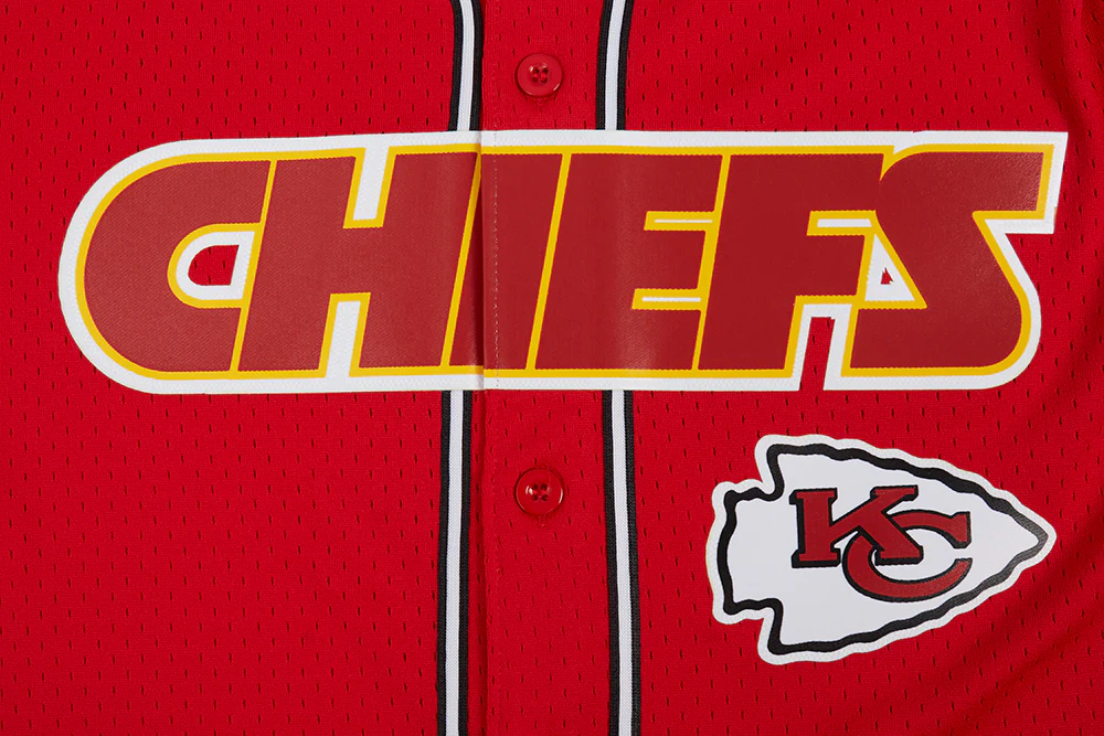 NFL KANSAS CITY CHIEFS MEN'S MESH BUTTON DOWN SHIRT (RED/BLACK) - Image 6