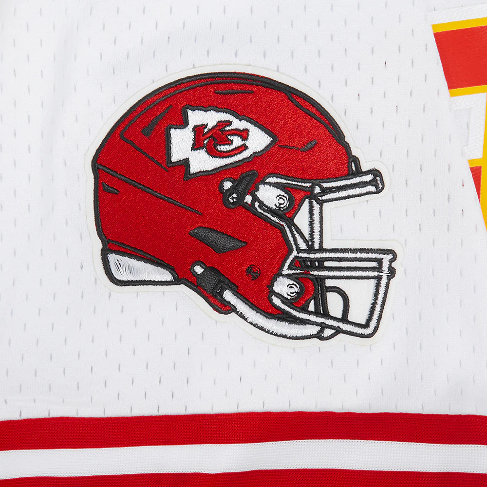 NFL KANSAS CITY CHIEFS MEN'S MESH BUTTON DOWN SHIRT (WHITE/RED) - Image 6