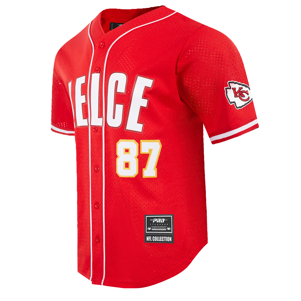 NFL KANSAS CITY CHIEFS TRAVIS KELCE #87 CLASSIC MEN'S MESH BUTTON DO (RED) - Image 2