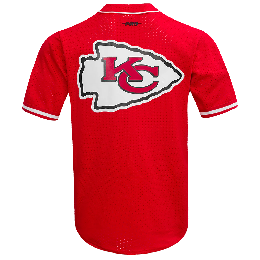 NFL KANSAS CITY CHIEFS TRAVIS KELCE #87 CLASSIC MEN'S MESH BUTTON DO (RED) - Image 3