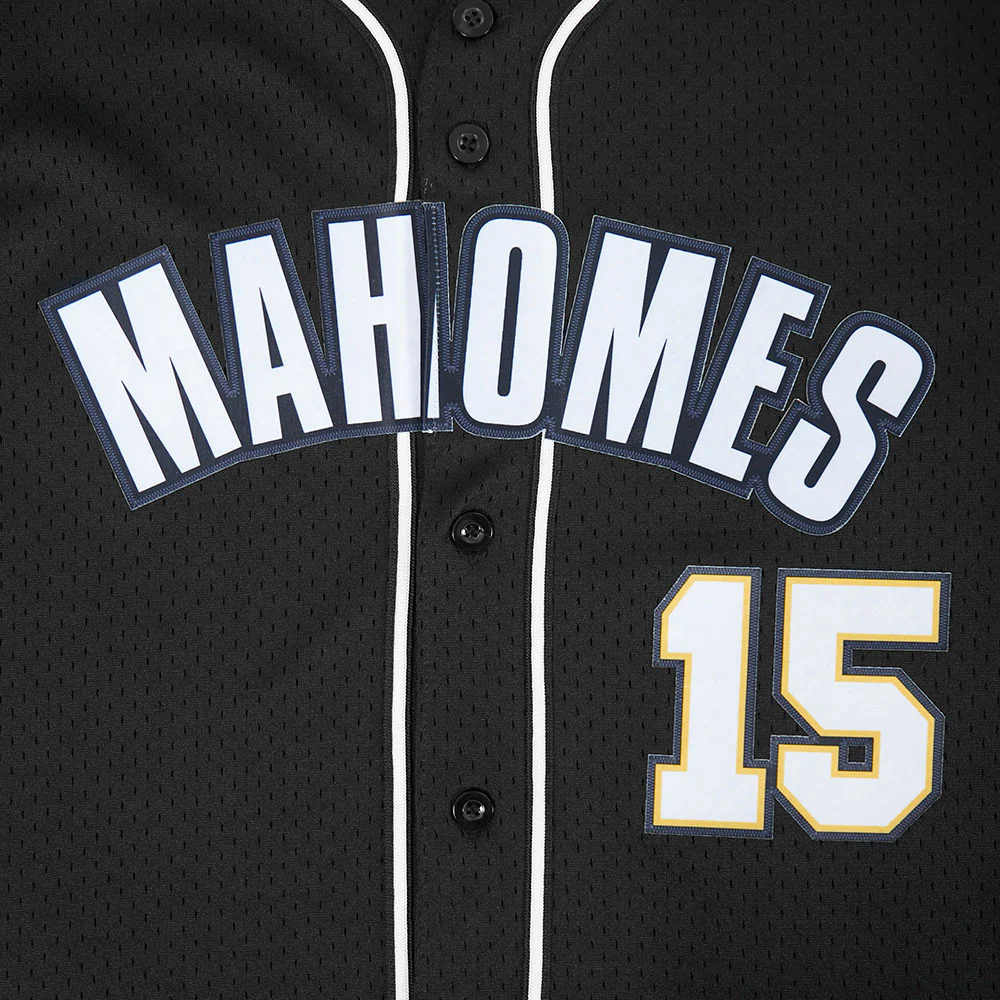 NFL KANSAS CITY CHIEFS PATRICK MAHOMES #15 CLASSIC MESH PNN MEN'S MESH BUTTON DOWN SHIRT (BLACK) - Image 7