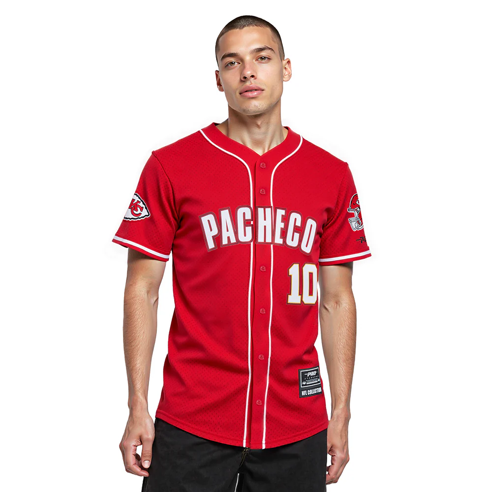 NFL KANSAS CITY CHIEFS ISIAH PACHECO #10 CLASSIC MESH PNN MEN'S MESH BUTTON DOWN SHIRT (Red)
