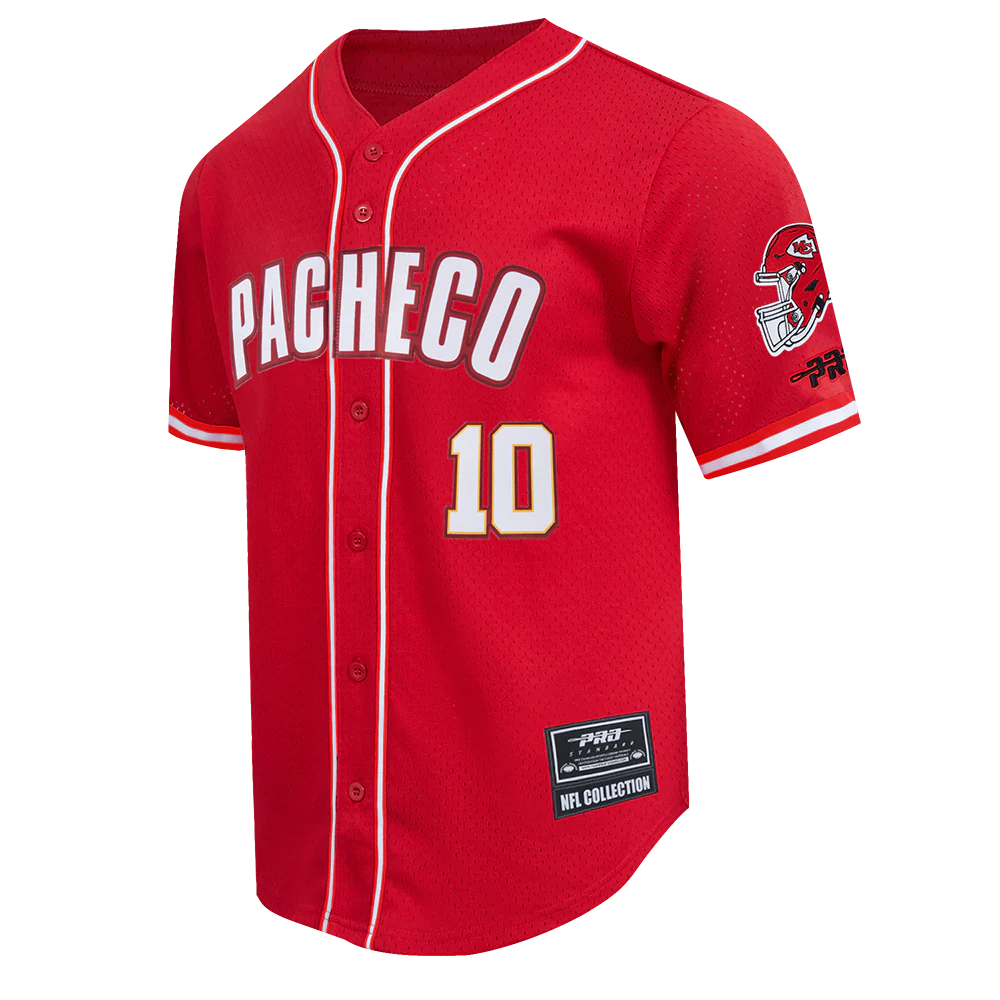 NFL KANSAS CITY CHIEFS ISIAH PACHECO #10 CLASSIC MESH PNN MEN'S MESH BUTTON DOWN SHIRT (Red) - Image 3