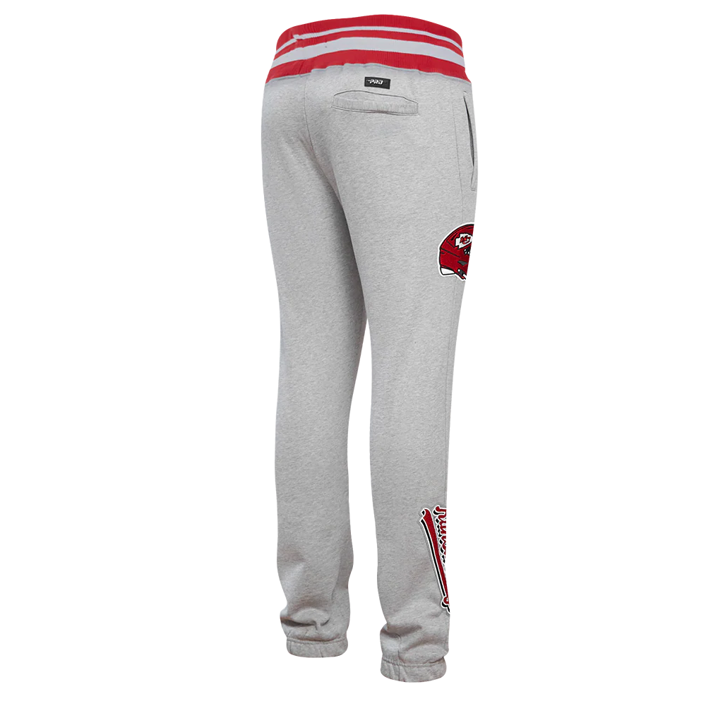 NFL KANSAS CITY CHIEFS SCRIPT TAIL MEN'S RIB FLEECE SWEATPANT (HEATHER GRAY/RED) - Image 3