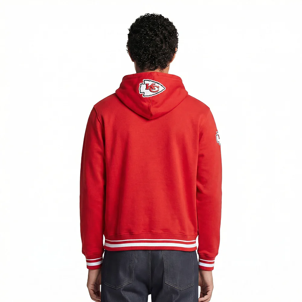 NFL KANSAS CITY CHIEFS SCRIPT TAIL MEN'S RIB FLEECE PULLOVER HOODIE (RED) - Image 2