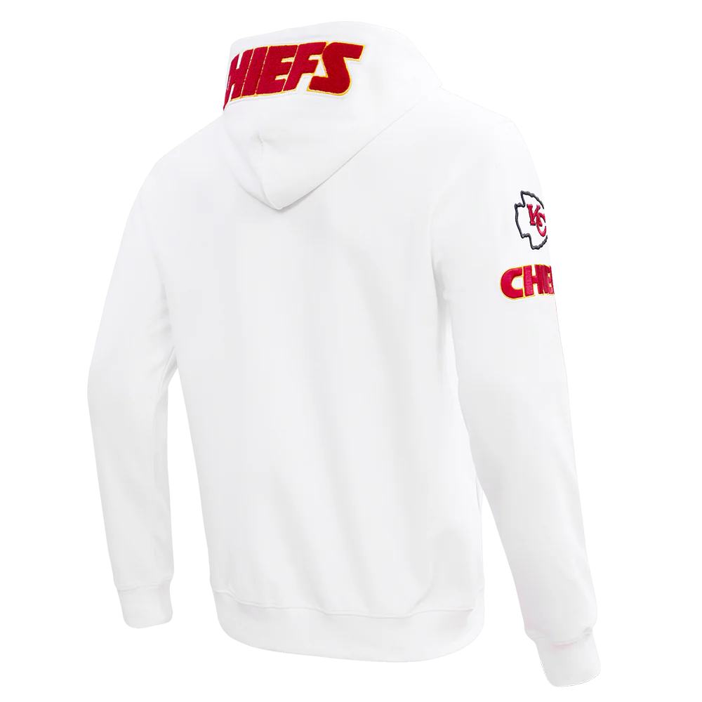 NFL KANSAS CITY CHIEFS CLASSIC CHENILLE MEN'S FULL ZIP HOODIE (WHITE) - Image 3