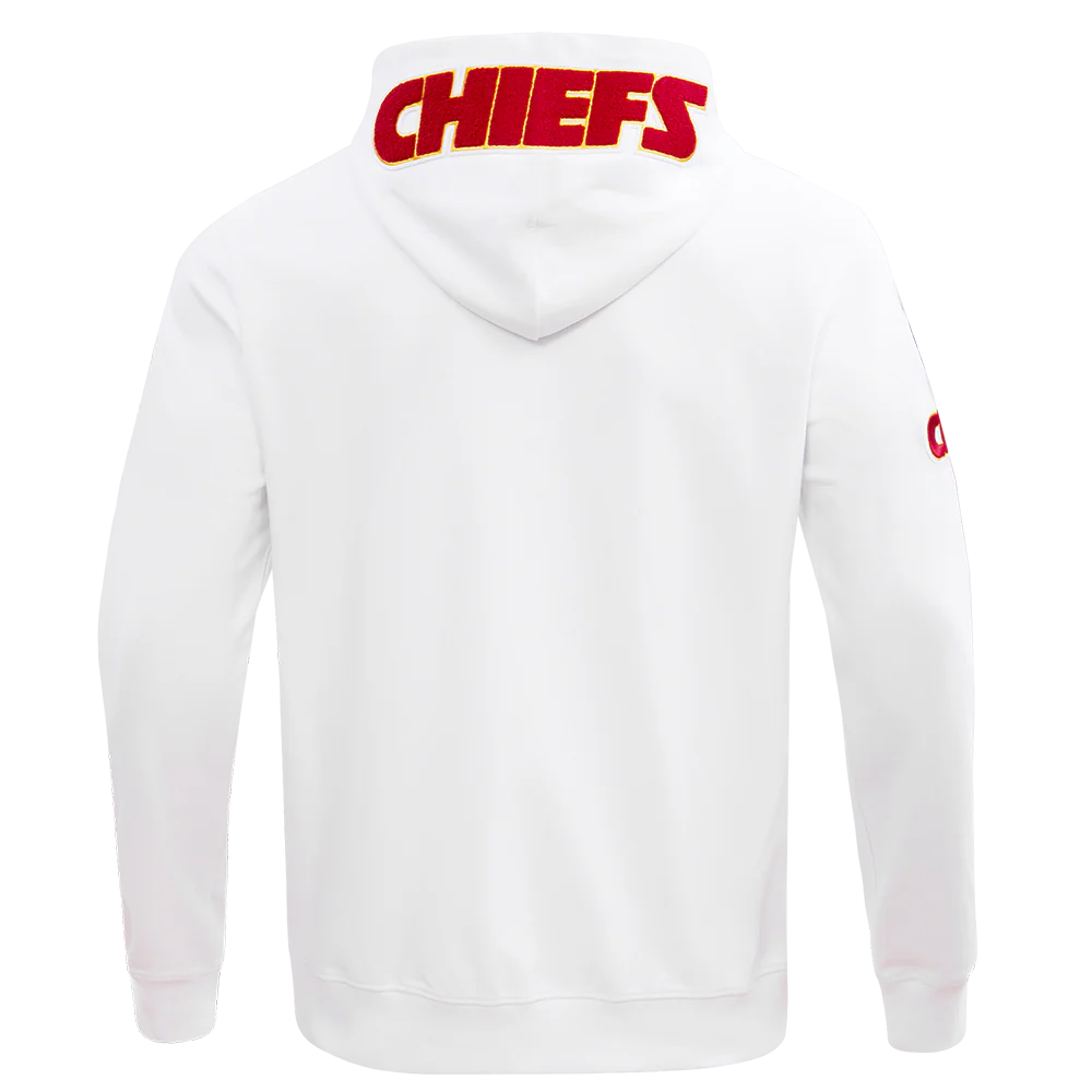 NFL KANSAS CITY CHIEFS CLASSIC CHENILLE MEN'S FULL ZIP HOODIE (WHITE) - Image 4