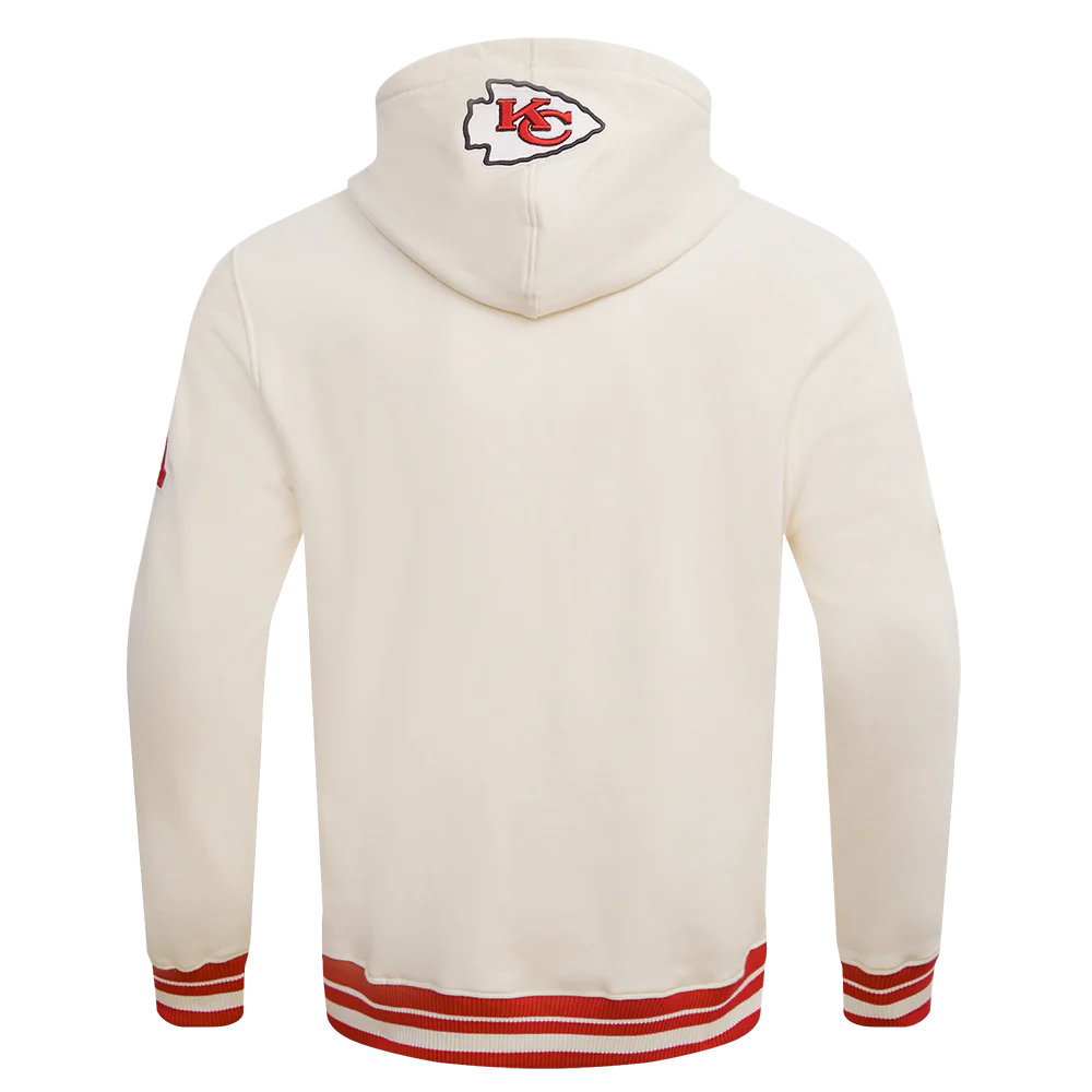 NFL KANSAS CITY CHIEFS RETRO CLASSIC MEN'S RIB PULLOVER HOODIE (EGGSHELL/ RED) - Image 4