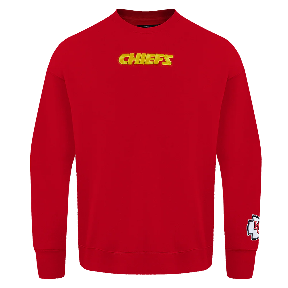 NFL KANSAS CITY CHIEFS WINGSPAN MEN'S DROP SHOULDER FLEECE CREWNECK (RED) - Image 3