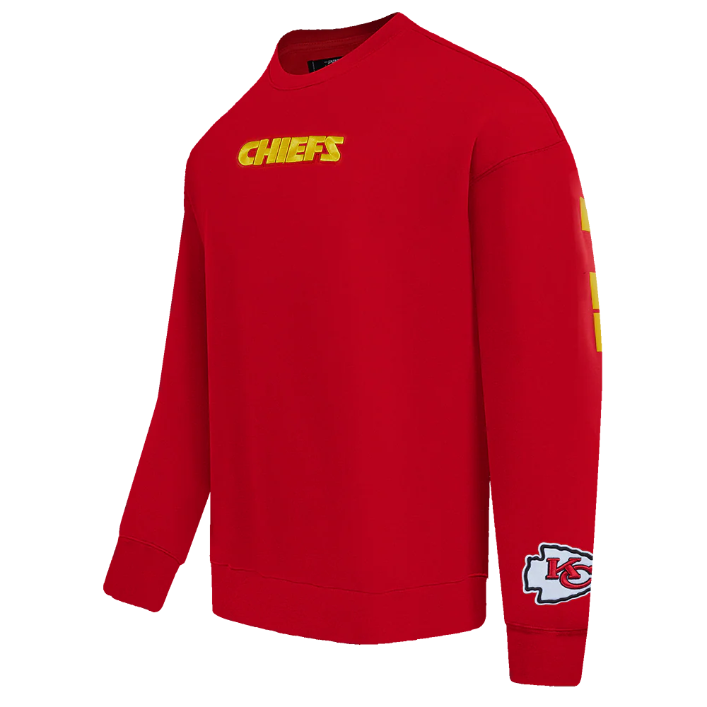 NFL KANSAS CITY CHIEFS WINGSPAN MEN'S DROP SHOULDER FLEECE CREWNECK (RED) - Image 4