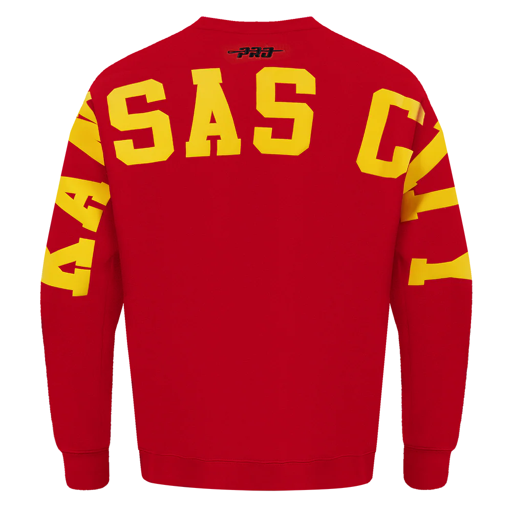 NFL KANSAS CITY CHIEFS WINGSPAN MEN'S DROP SHOULDER FLEECE CREWNECK (RED) - Image 5