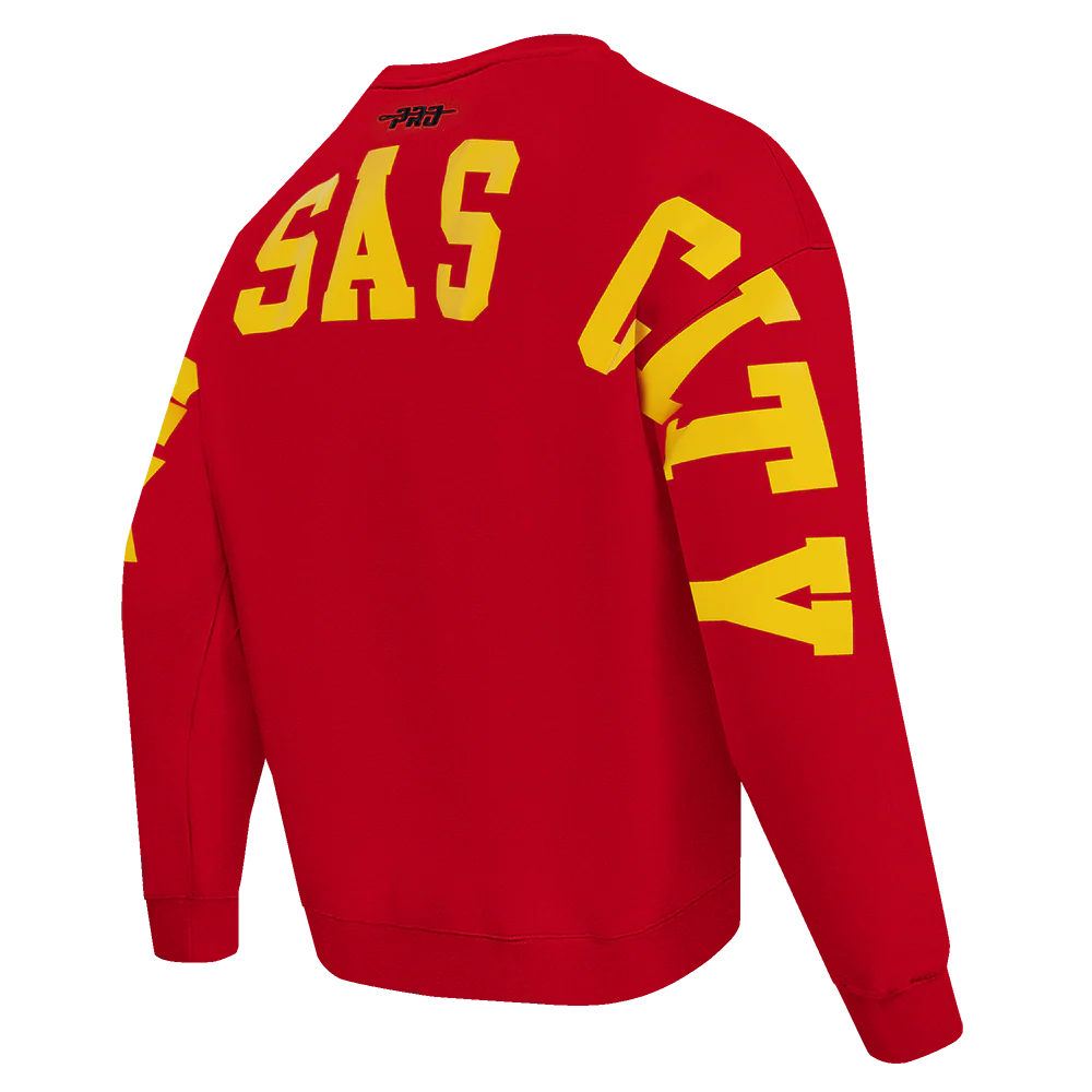 NFL KANSAS CITY CHIEFS WINGSPAN MEN'S DROP SHOULDER FLEECE CREWNECK (RED) - Image 6