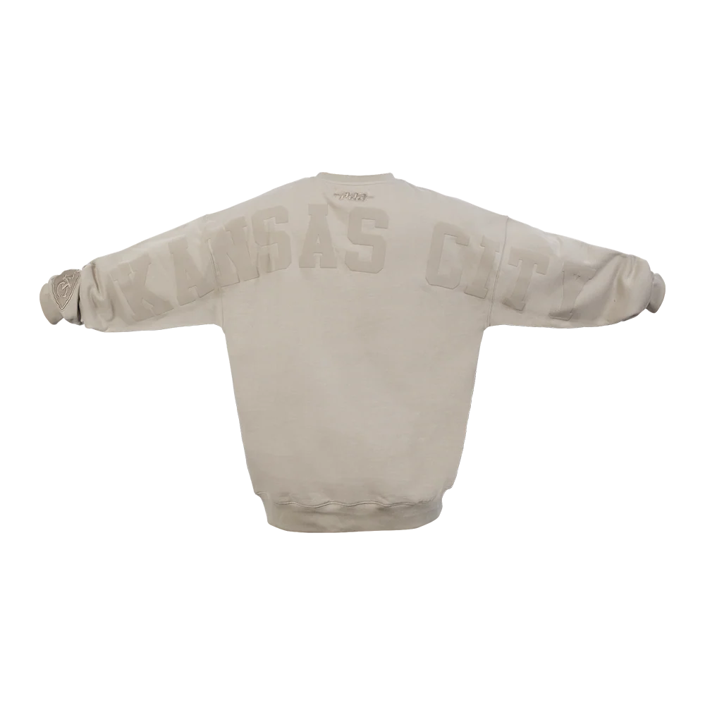 NFL KANSAS CITY CHIEFS WINGSPAN MEN'S DROP SHOULDER FLEECE CREWNECK (TAUPE) - Image 11