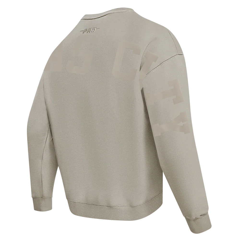 NFL KANSAS CITY CHIEFS WINGSPAN MEN'S DROP SHOULDER FLEECE CREWNECK (TAUPE) - Image 6