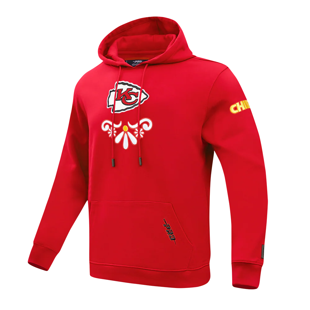 NFL KANSAS CITY CHIEFS SUGAR SKULL MEN'S FLEECE PULLOVER HOODIE (RED) - Image 2