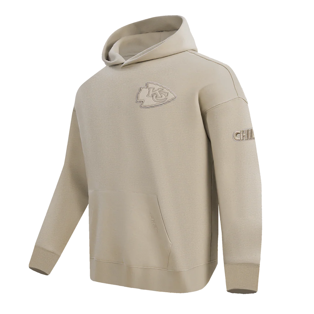 NFL KANSAS CITY CHIEFS NEUTRAL DROP SHOULDER FLEECE PULLOVER HOODIE (TAUPE) - Image 2