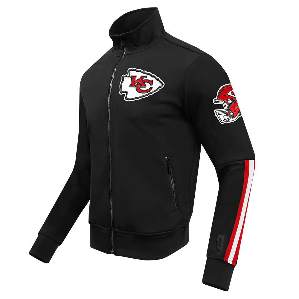 NFL KANSAS CITY CHIEFS CLASSIC MEN'S DOUBLE KNIT TRACK JACKET (BLACK) - Image 2