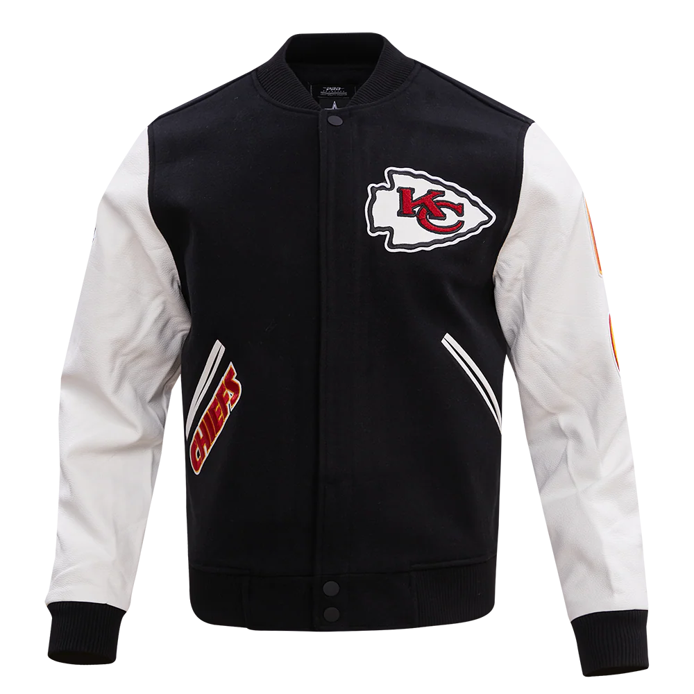 NFL KANSAS CITY CHIEFS CLASSIC WOOL MEN'S VARSITY JACKET (BLACK/WHITE)