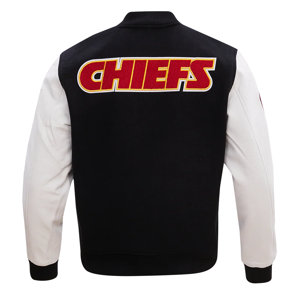 NFL KANSAS CITY CHIEFS CLASSIC WOOL MEN'S VARSITY JACKET (BLACK/WHITE) - Image 4