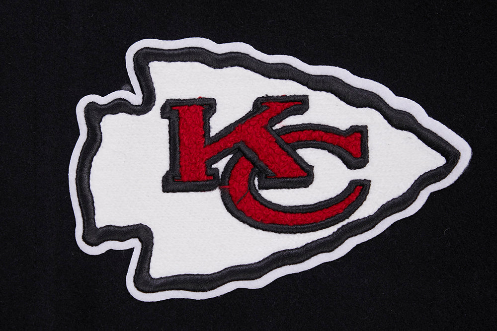 NFL KANSAS CITY CHIEFS CLASSIC WOOL MEN'S VARSITY JACKET (BLACK/WHITE) - Image 6
