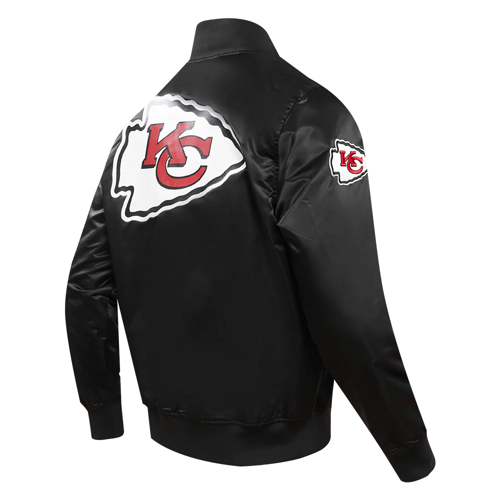 NFL KANSAS CITY CHIEFS BIG LOGO MEN'S SATIN JACKET (BLACK) - Image 3