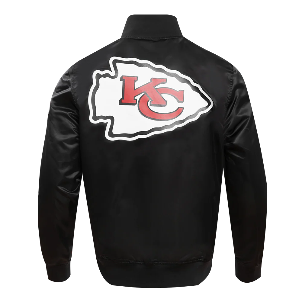 NFL KANSAS CITY CHIEFS BIG LOGO MEN'S SATIN JACKET (BLACK) - Image 4