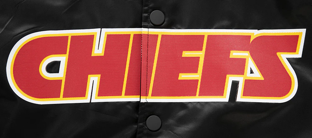 NFL KANSAS CITY CHIEFS BIG LOGO MEN'S SATIN JACKET (BLACK) - Image 6