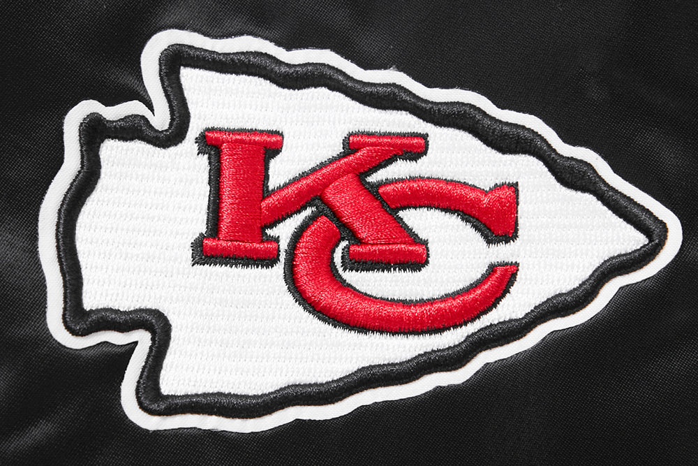 NFL KANSAS CITY CHIEFS BIG LOGO MEN'S SATIN JACKET (BLACK) - Image 7