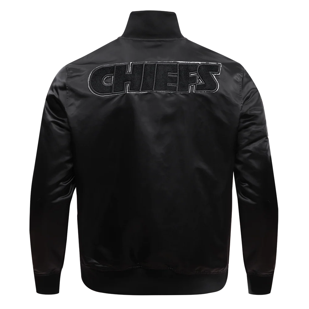NFL KANSAS CITY CHIEFS TRIPLE BLACK MEN'S SATIN JACKET (TRIPLE BLACK) - Image 4