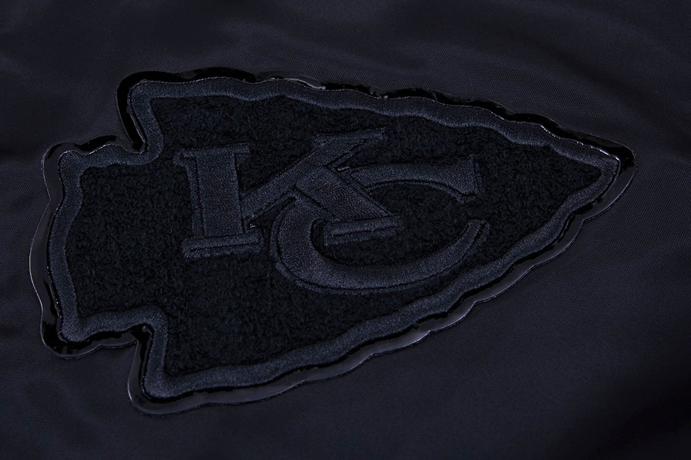 NFL KANSAS CITY CHIEFS TRIPLE BLACK MEN'S SATIN JACKET (TRIPLE BLACK) - Image 5