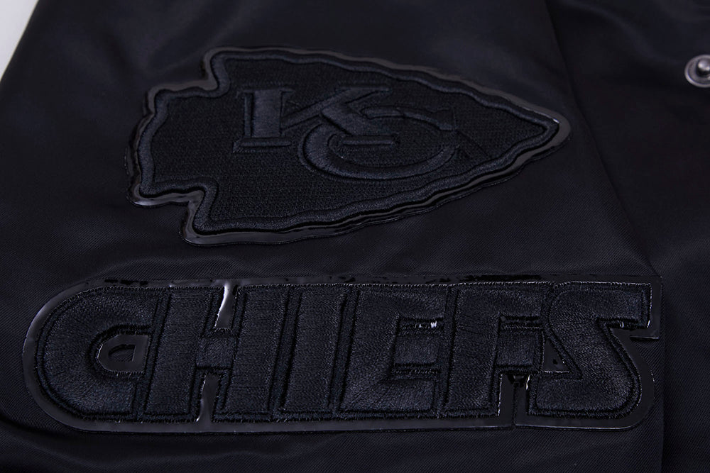NFL KANSAS CITY CHIEFS TRIPLE BLACK MEN'S SATIN JACKET (TRIPLE BLACK) - Image 6