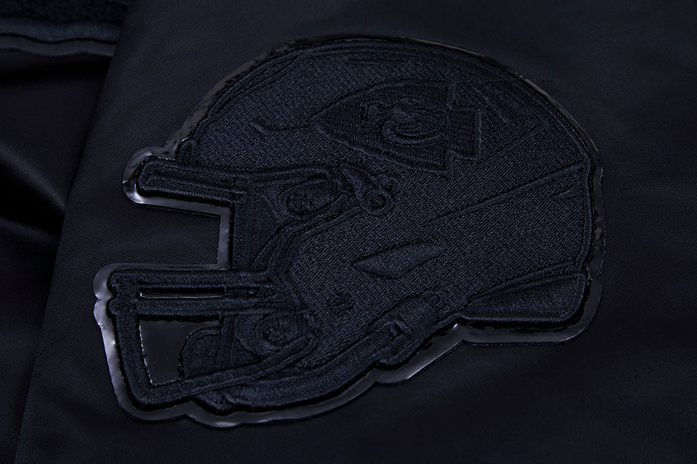 NFL KANSAS CITY CHIEFS TRIPLE BLACK MEN'S SATIN JACKET (TRIPLE BLACK) - Image 7