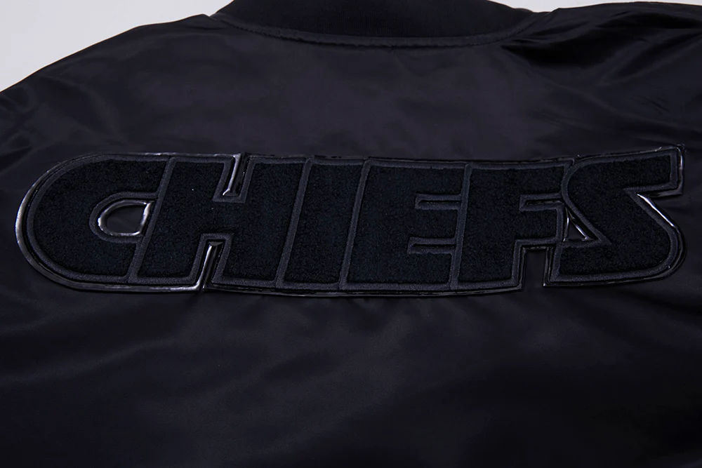 NFL KANSAS CITY CHIEFS TRIPLE BLACK MEN'S SATIN JACKET (TRIPLE BLACK) - Image 8