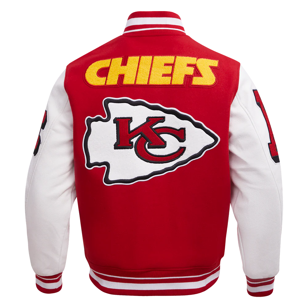 NFL KANSAS CITY CHIEFS MASHUP MEN'S RIB WOOL VARSITY JACKET (RED/WHITE) - Image 8