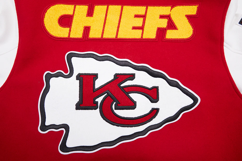 NFL KANSAS CITY CHIEFS MASHUP MEN'S RIB WOOL VARSITY JACKET (RED/WHITE) - Image 9