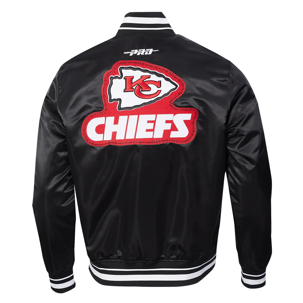NFL KANSAS CITY CHIEFS DIY PICK STITCH MEN'S RIB SATIN JACKET (BLACK) - Image 3