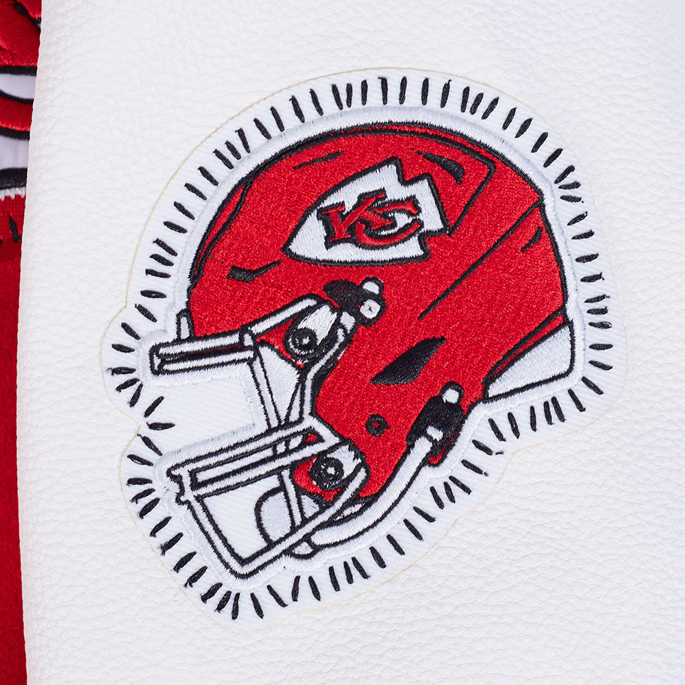 NFL KANSAS CITY CHIEFS DIY PICK STITCH MEN'S RIB WOOL VARSITY JACKET (RED/WHITE) - Image 8