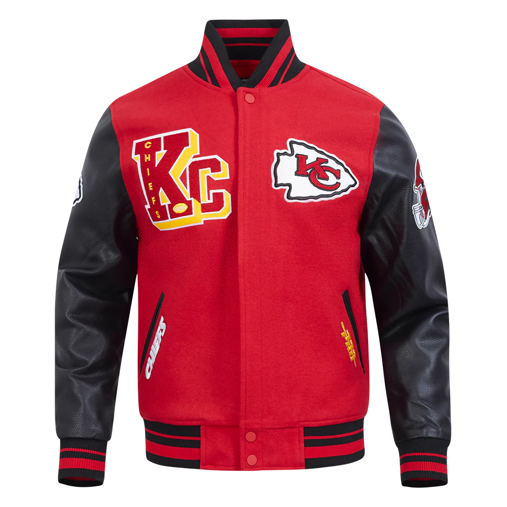 NFL KANSAS CITY CHIEFS BEST OF MEN'S RIB WOOL VARSITY JACKET (RED/BLACK) - Image 3