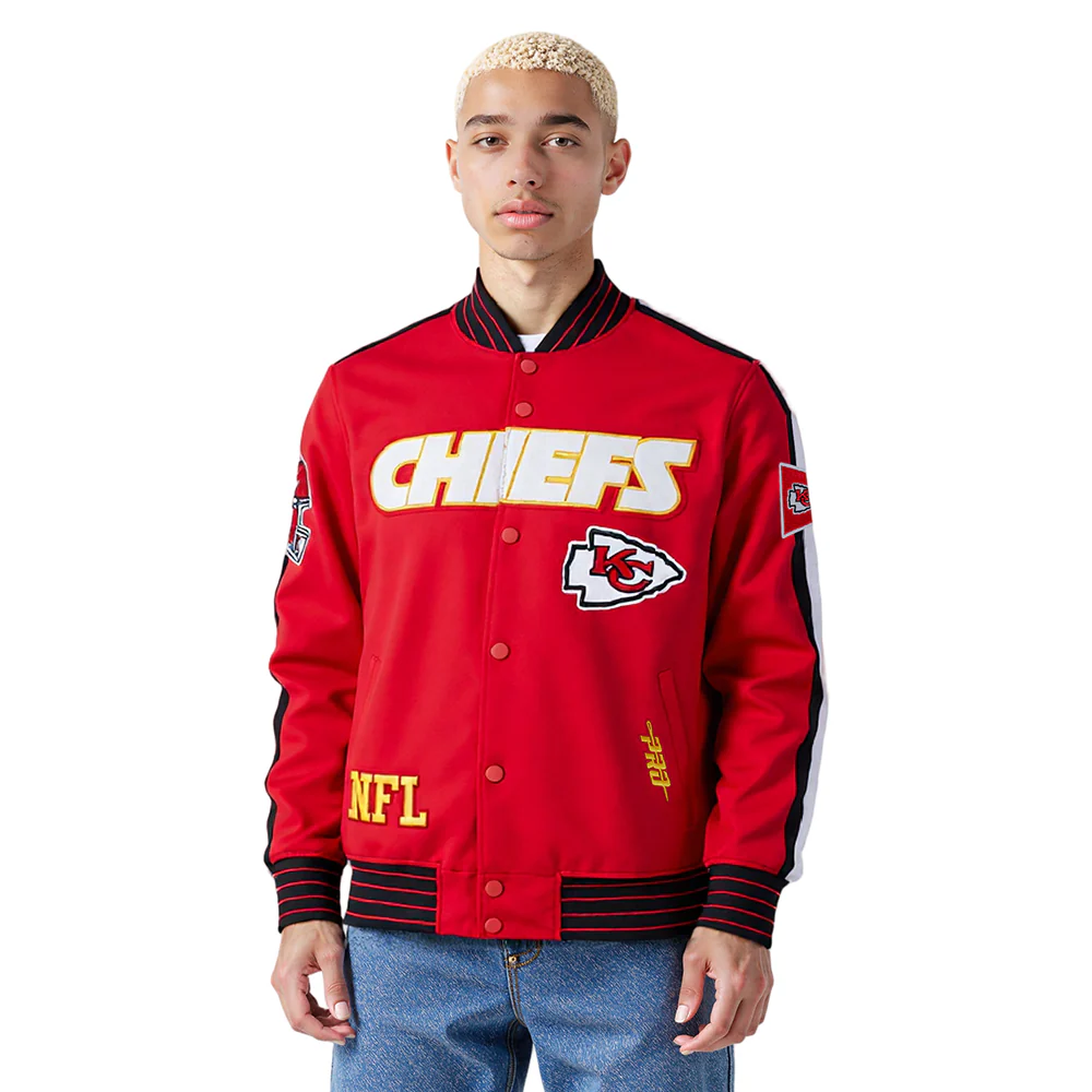 NFL KANSAS CITY CHIEFS PRO GAME DAY MEN'S DBL KNIT JACKET (RED/BLACK/WHITE)