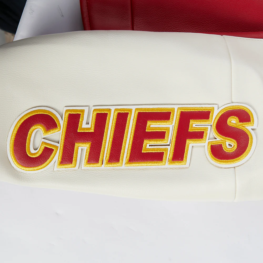 NFL KANSAS CITY CHIEFS MEN'S MOTO JACKET (EGGSHELL/ RED) - Image 6