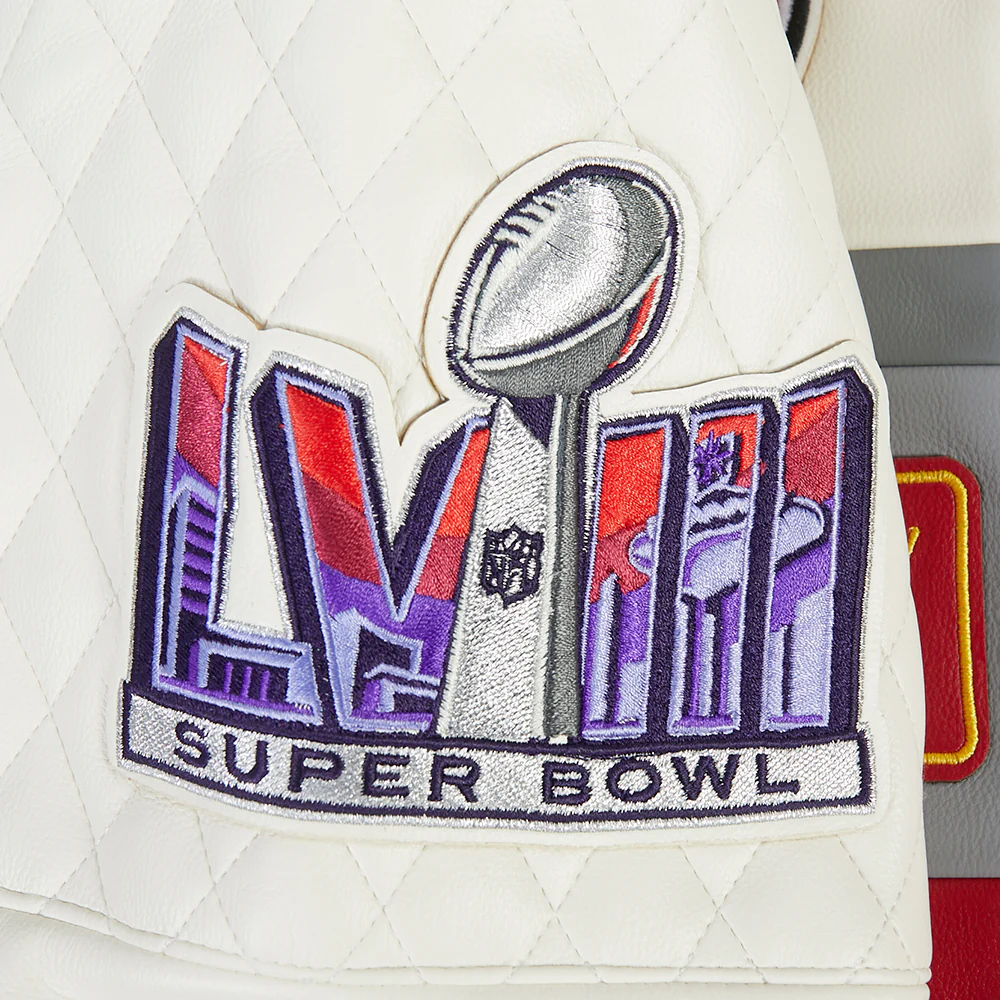 NFL KANSAS CITY CHIEFS MEN'S MOTO JACKET (EGGSHELL/ RED) - Image 9