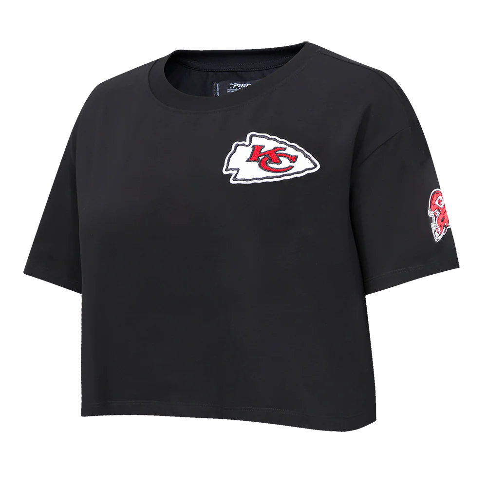NFL KANSAS CITY CHIEFS CLASSIC WOMEN'S SINGLE JERSEY BOXY TEE (BLACK)