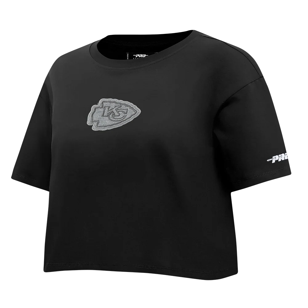 NFL KANSAS CITY CHIEFS REVERSE FRENCH TERRY WOMEN'S SINGLE JERSEY BOXY TEE (BLACK) - Image 2