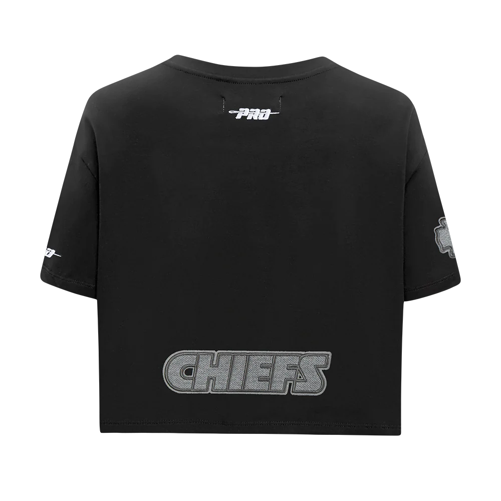 NFL KANSAS CITY CHIEFS REVERSE FRENCH TERRY WOMEN'S SINGLE JERSEY BOXY TEE (BLACK) - Image 3