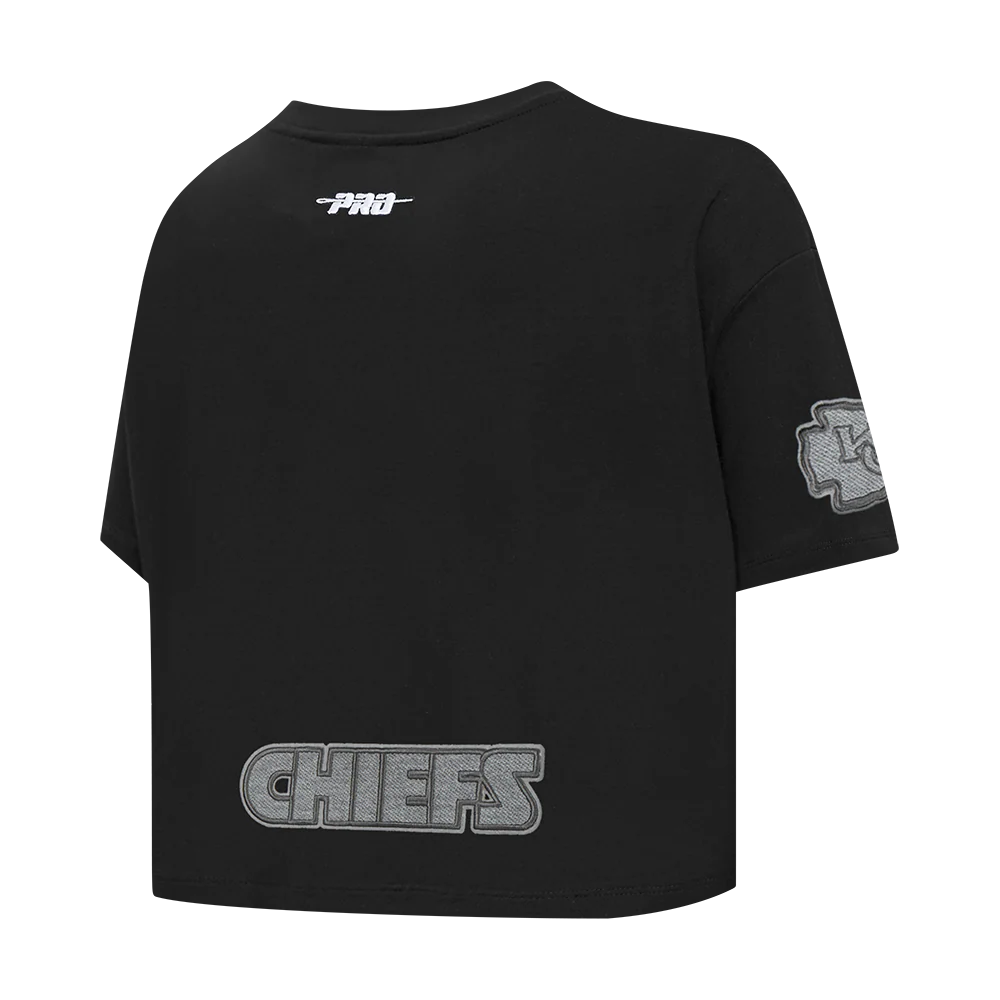 NFL KANSAS CITY CHIEFS REVERSE FRENCH TERRY WOMEN'S SINGLE JERSEY BOXY TEE (BLACK) - Image 4