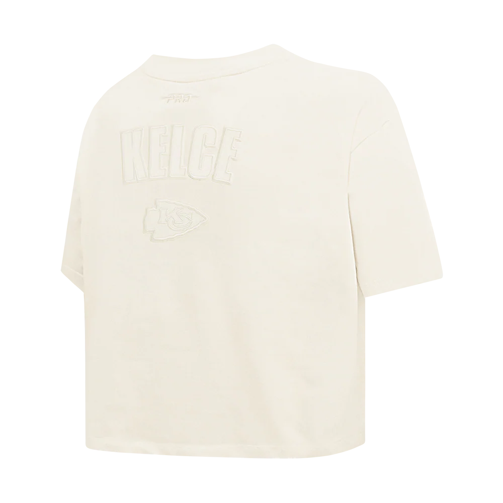 NFL KANSAS CITY CHIEFS TRAVIS KELCE #87 NEUTRAL WOMEN'S SJ BOXY TEE (EGGSHELL) - Image 4