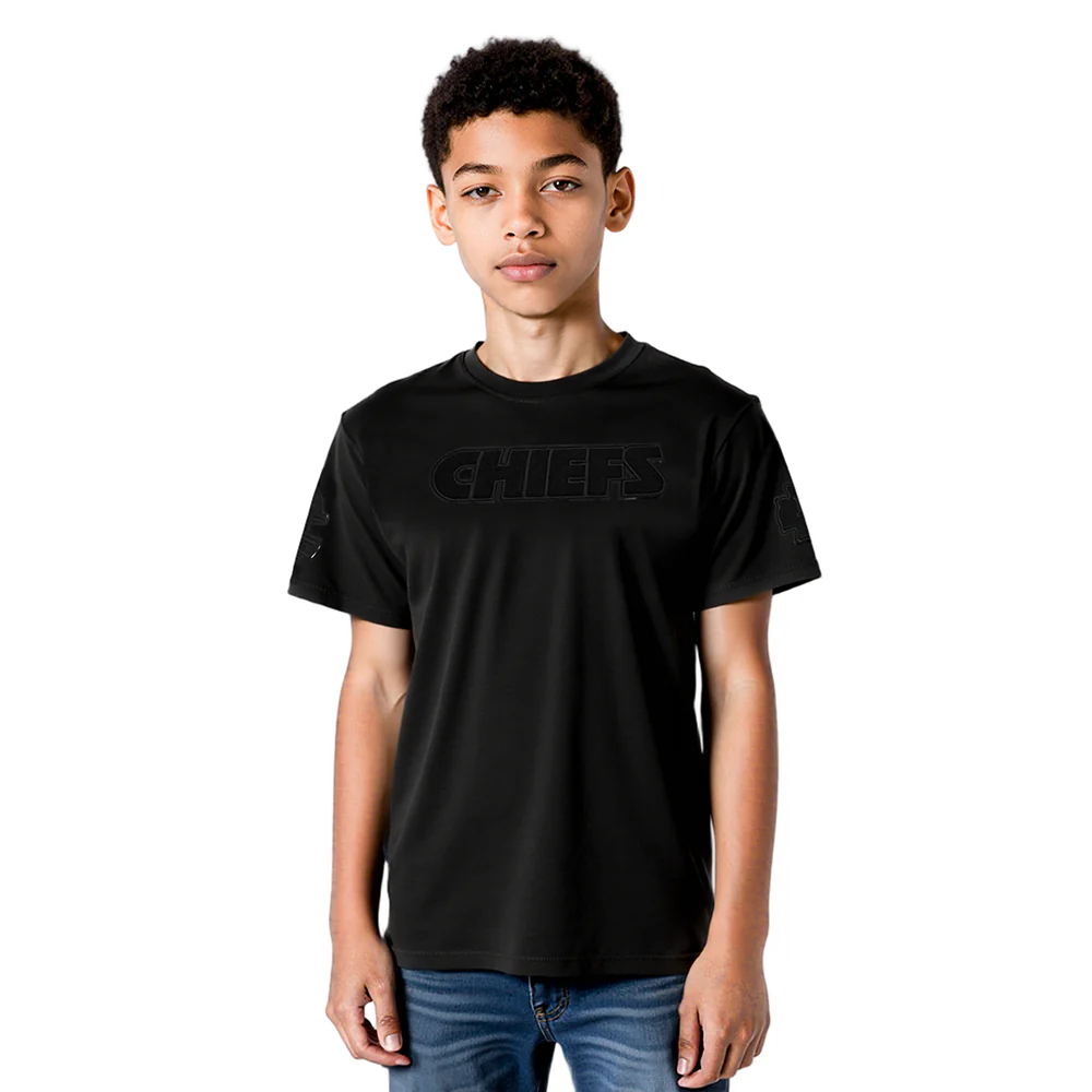 NFL KANSAS CITY CHIEFS TRIPLE BLACK BIG BOYS SINGLE JERSEY TEE (BLACK) - Image 9