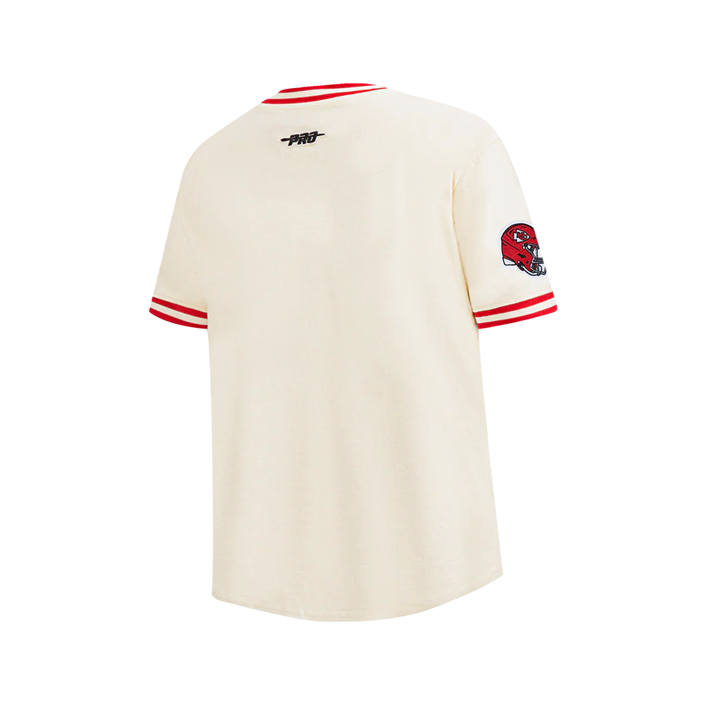 NFL KANSAS CITY CHIEFS RETRO CLASSIC BIG BOY'S SS STRIPED RIB TEE (EGGSHELL/ RED) - Image 6